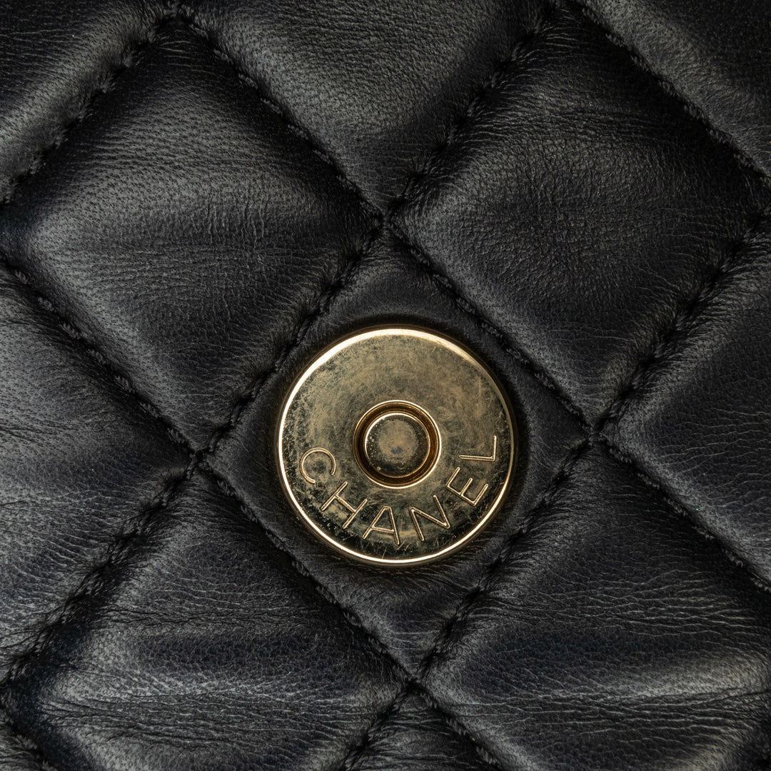 CC Quilted Lambskin Westminster Pearl Flap Black - Gaby Paris