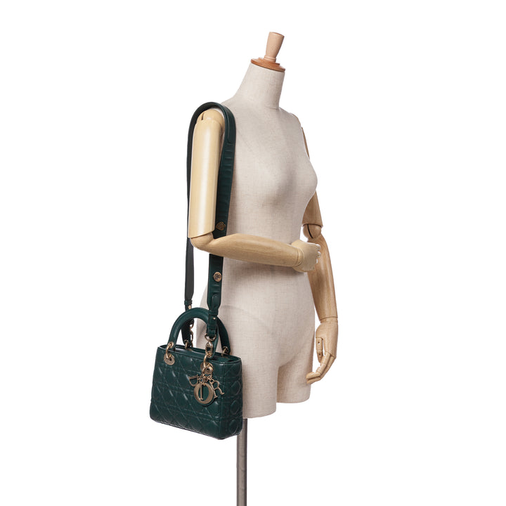 Small Lambskin Cannage My ABCDior Lady Dior Green - Gaby Paris