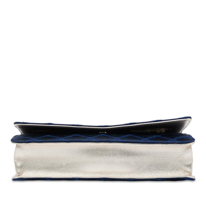 CC Diamond Stitch Wallet on Chain Bleu