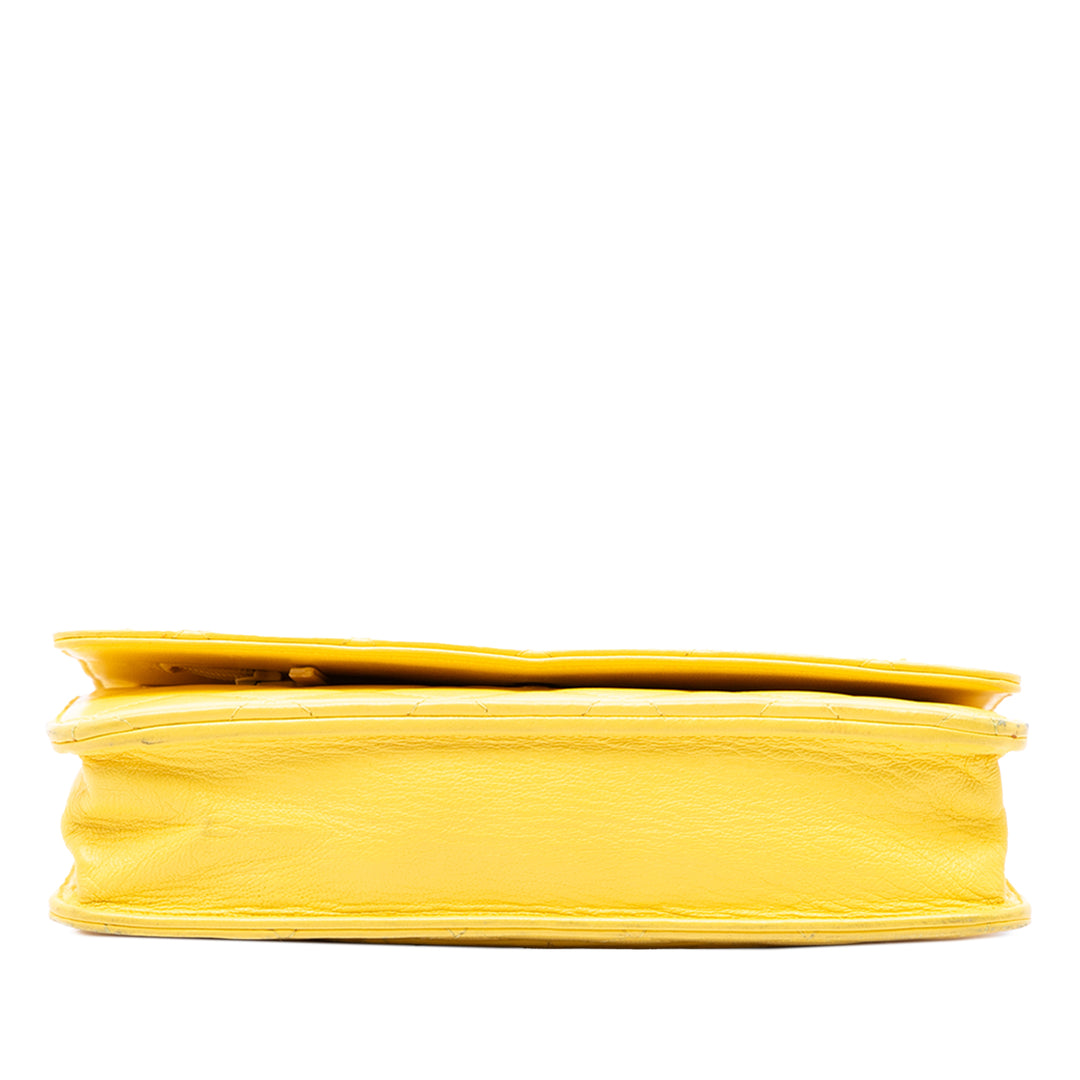 CC Matelassé Wallet on Chain Cuir d'agneau Jaune