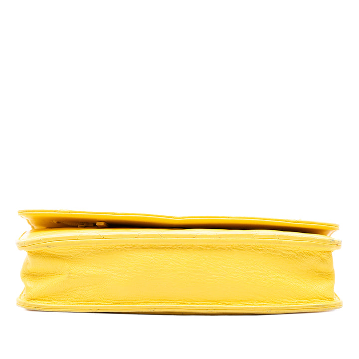 CC Matelassé Wallet on Chain Cuir d'agneau Jaune