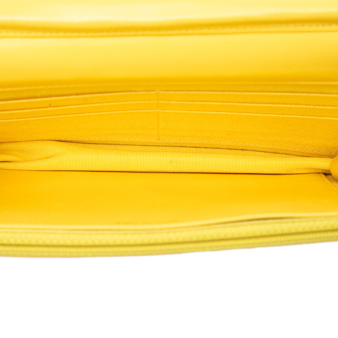 CC Matelassé Wallet on Chain Cuir d'agneau Jaune