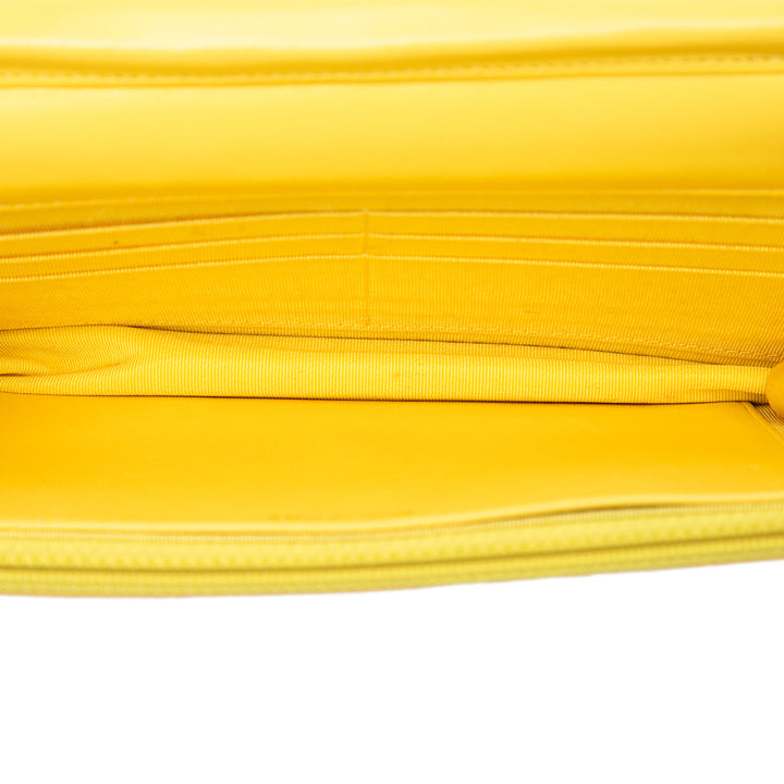 CC Matelassé Wallet on Chain Cuir d'agneau Jaune