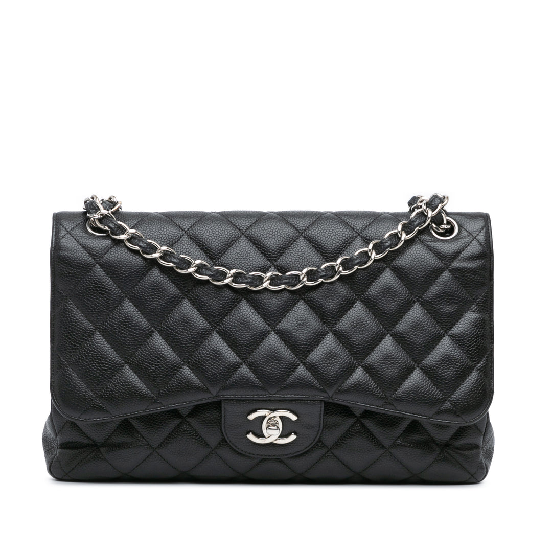 Jumbo Classic Caviar Double Flap Black - Gaby Paris