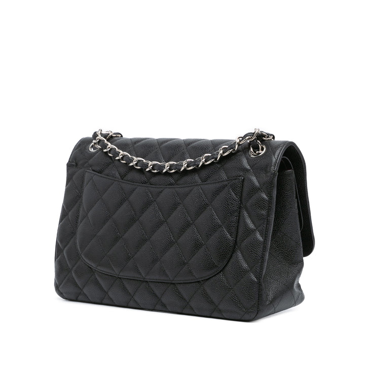 Jumbo Classic Caviar Double Flap Black - Gaby Paris