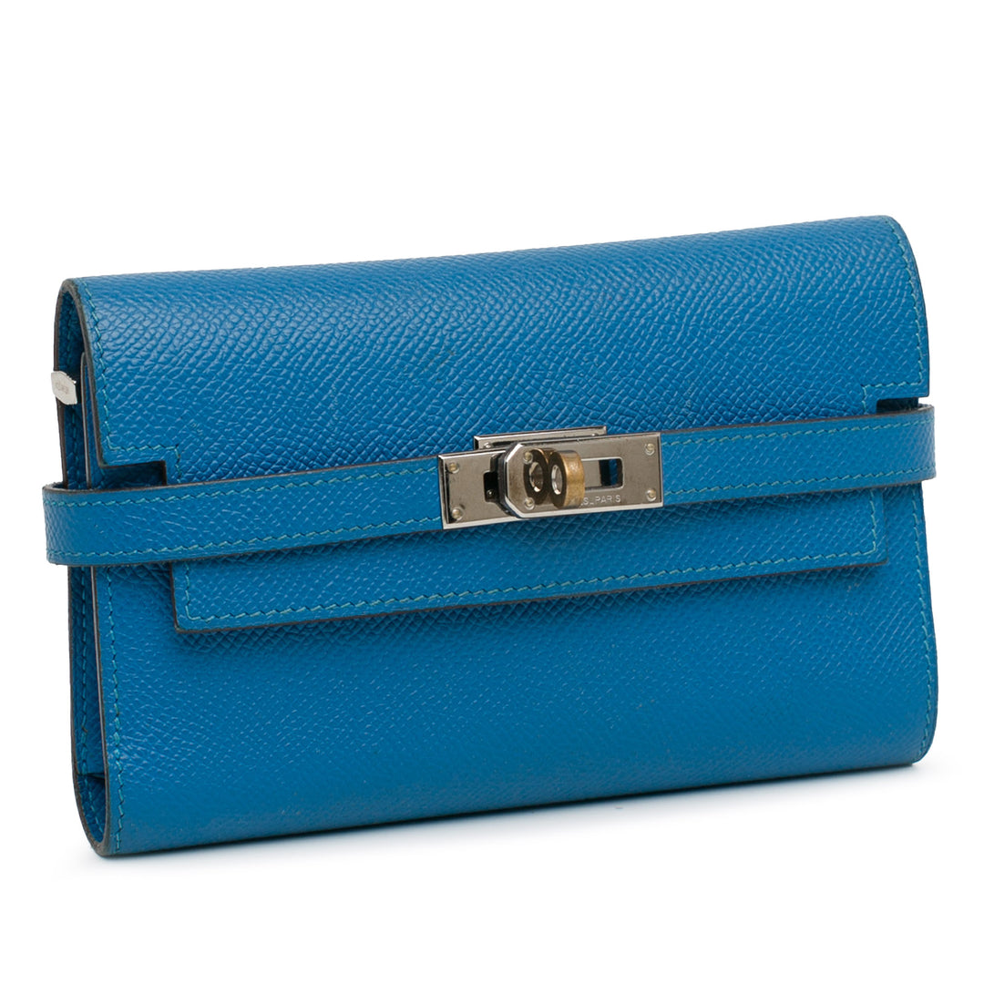 Medium Epsom Kelly Depliant Wallet Blue - Gaby Paris