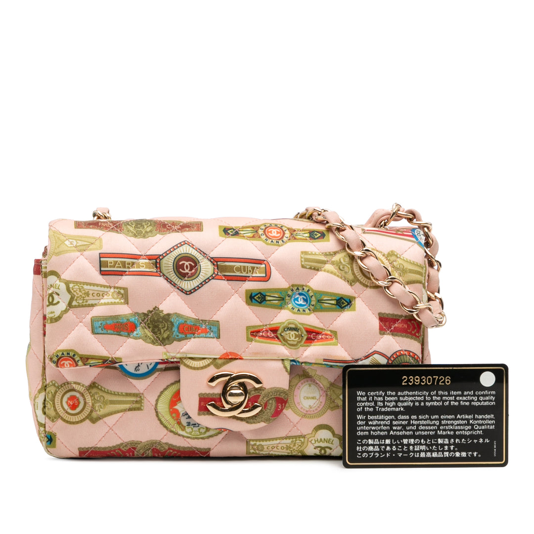 Chanel Mini Rectangular Classic Printed Satin Cuba Single Flap Rose – GABY PARIS Authentique
