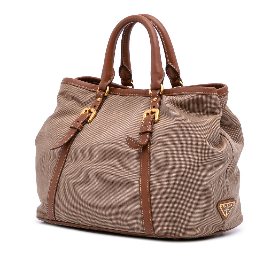 Prada Toile Canapa Logo Sac cartable Marron