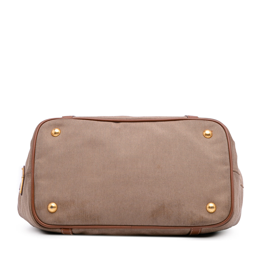 Prada Toile Canapa Logo Sac cartable Marron
