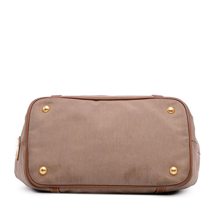 Prada Toile Canapa Logo Sac cartable Marron