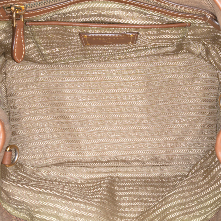 Prada Toile Canapa Logo Sac cartable Marron