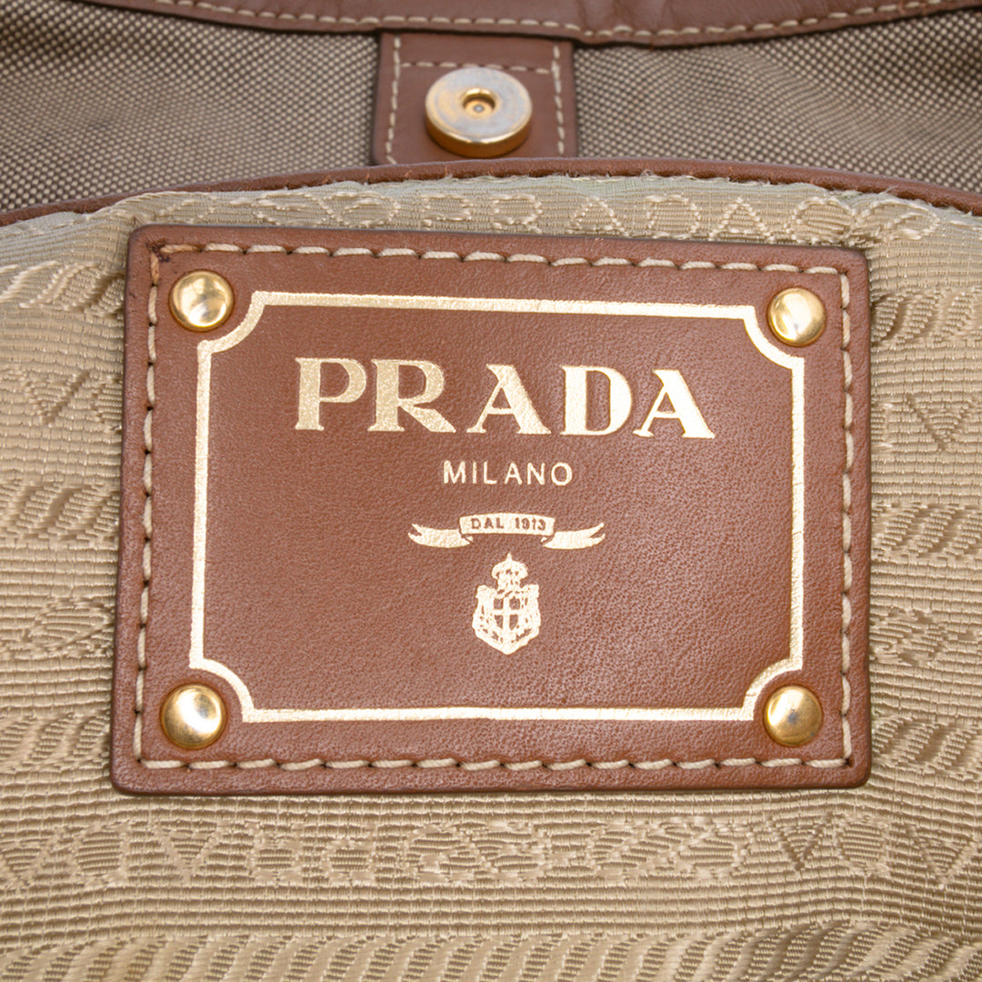 Prada Toile Canapa Logo Sac cartable Marron
