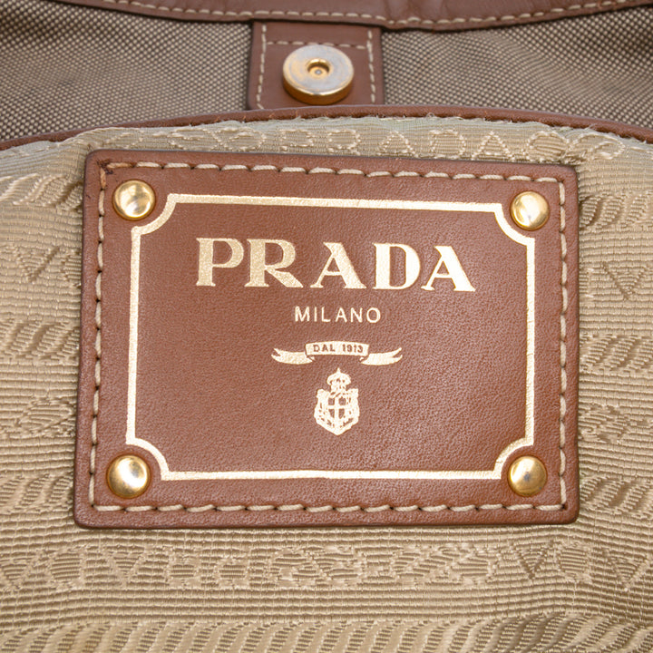 Prada Toile Canapa Logo Sac cartable Marron