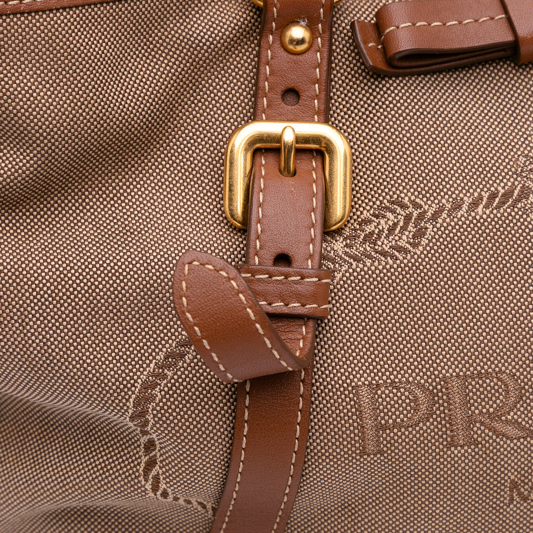 Prada Toile Canapa Logo Sac cartable Marron