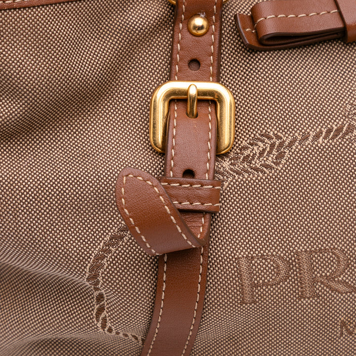 Prada Toile Canapa Logo Sac cartable Marron