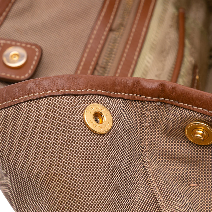 Prada Toile Canapa Logo Sac cartable Marron