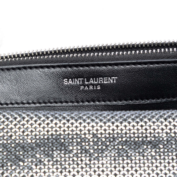 Saint Laurent Metallic Mesh Monogram Pompon Kate Wallet on Chain
