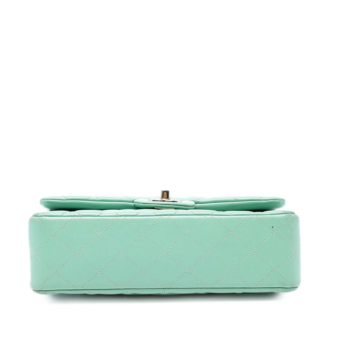 Chanel Small Classic Cuir d’agneau Double rabat Vert