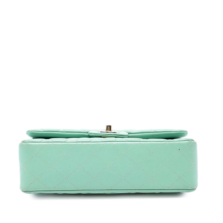 Chanel Small Classic Cuir d’agneau Double rabat Vert