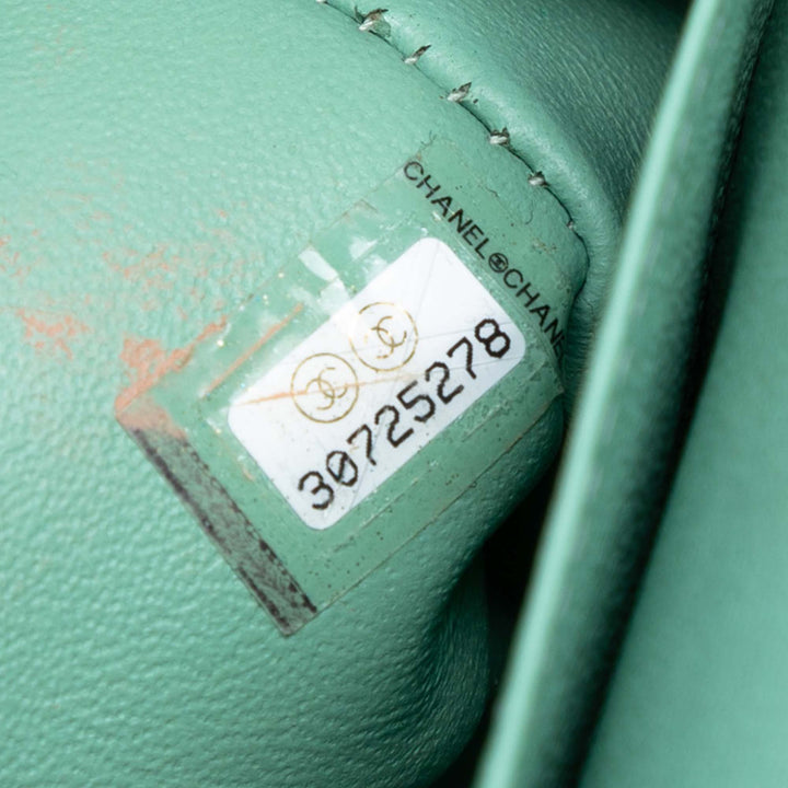 Chanel Small Classic Cuir d’agneau Double rabat Vert