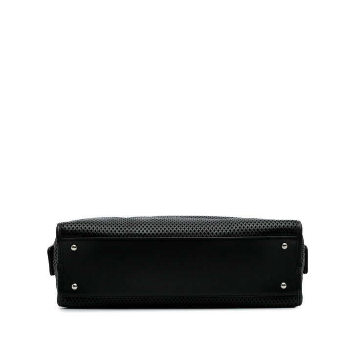 Perforated Calfskin Up In The Air East West Tote Black - Gaby Paris