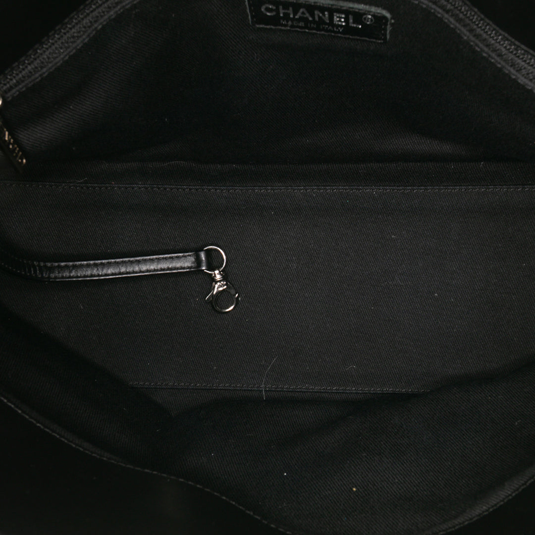 Perforated Calfskin Up In The Air East West Tote Black - Gaby Paris