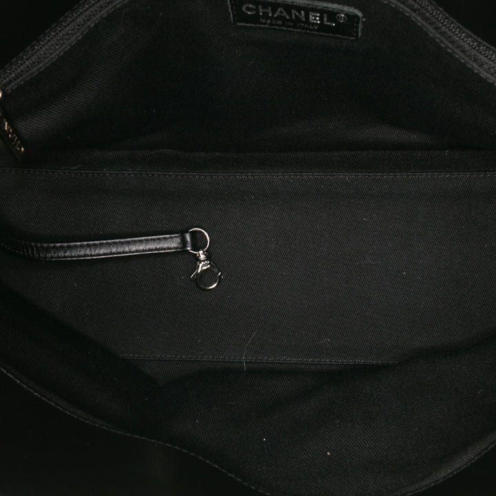 Perforated Calfskin Up In The Air East West Tote Black - Gaby Paris