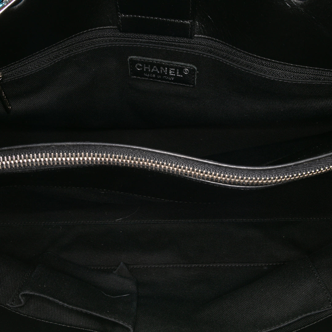 Perforated Calfskin Up In The Air East West Tote Black - Gaby Paris
