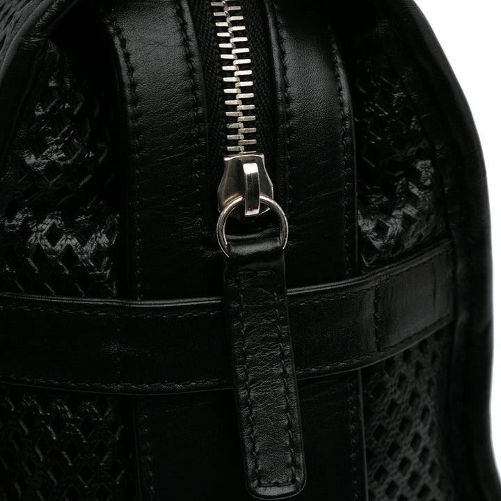 Perforated Calfskin Up In The Air East West Tote Black - Gaby Paris