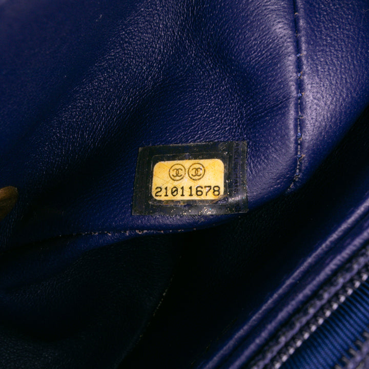 Mini Square Classic Chevron Lambskin Single Flap Blue - Gaby Paris
