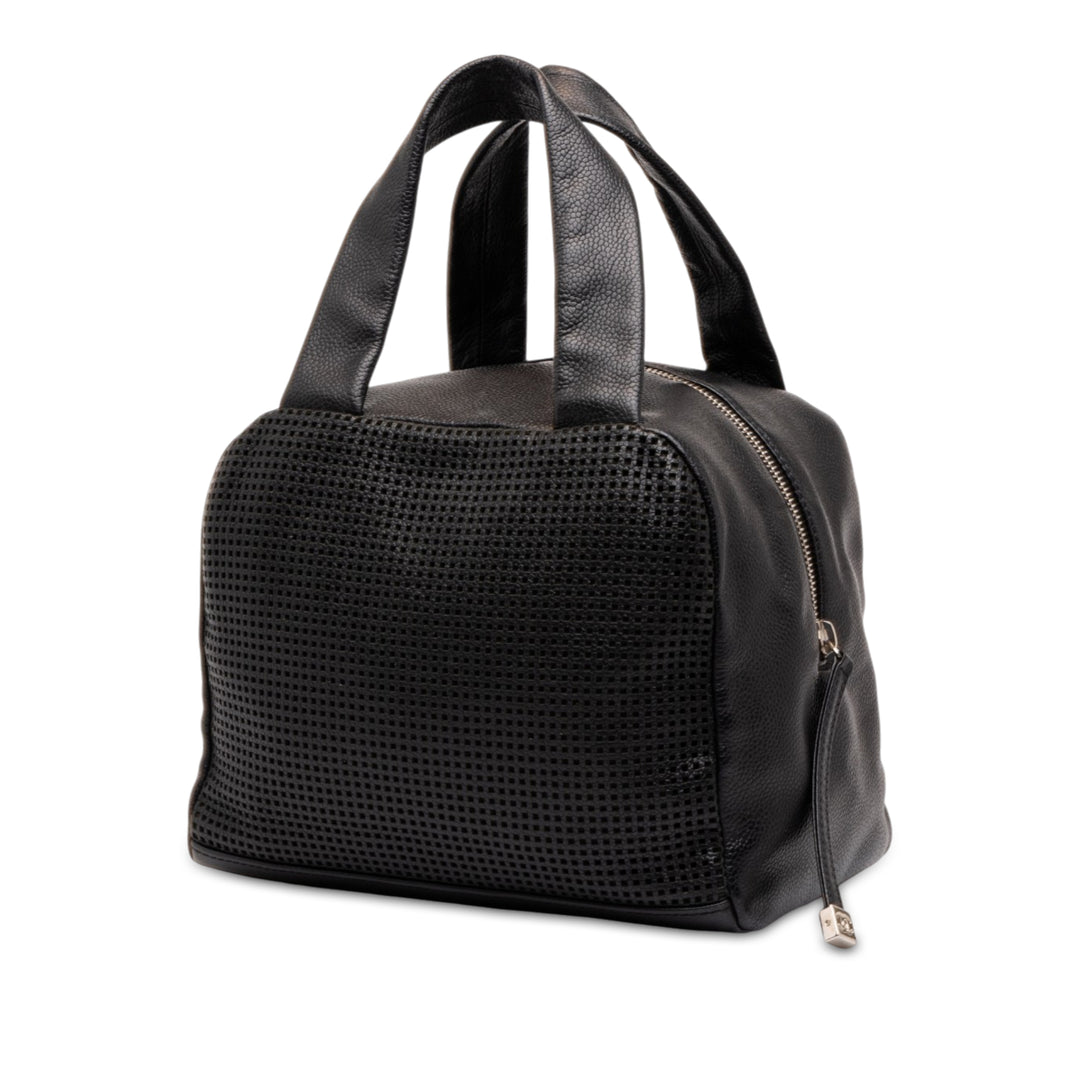 Chanel CC perforé Bowler Sac Cuir caviar Noir – vue 2 – GABY PARIS