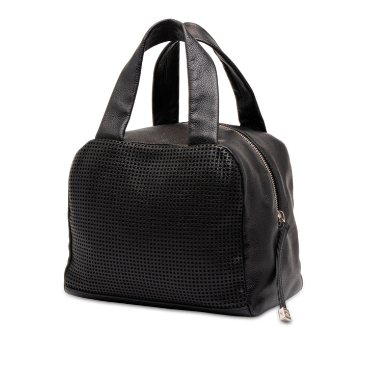 Chanel CC perforé Bowler Sac Cuir caviar Noir – vue 2 – GABY PARIS