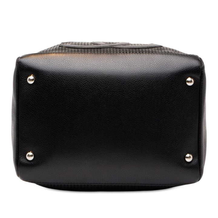 Chanel CC perforé Bowler Sac Cuir caviar Noir – vue 3 – GABY PARIS