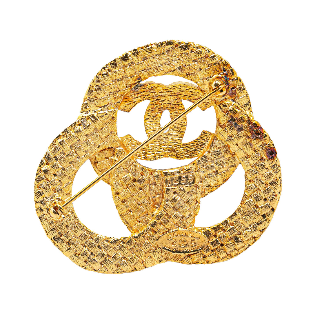 Gold Plated CC Triple Circle Brooch Gold - Gaby Paris