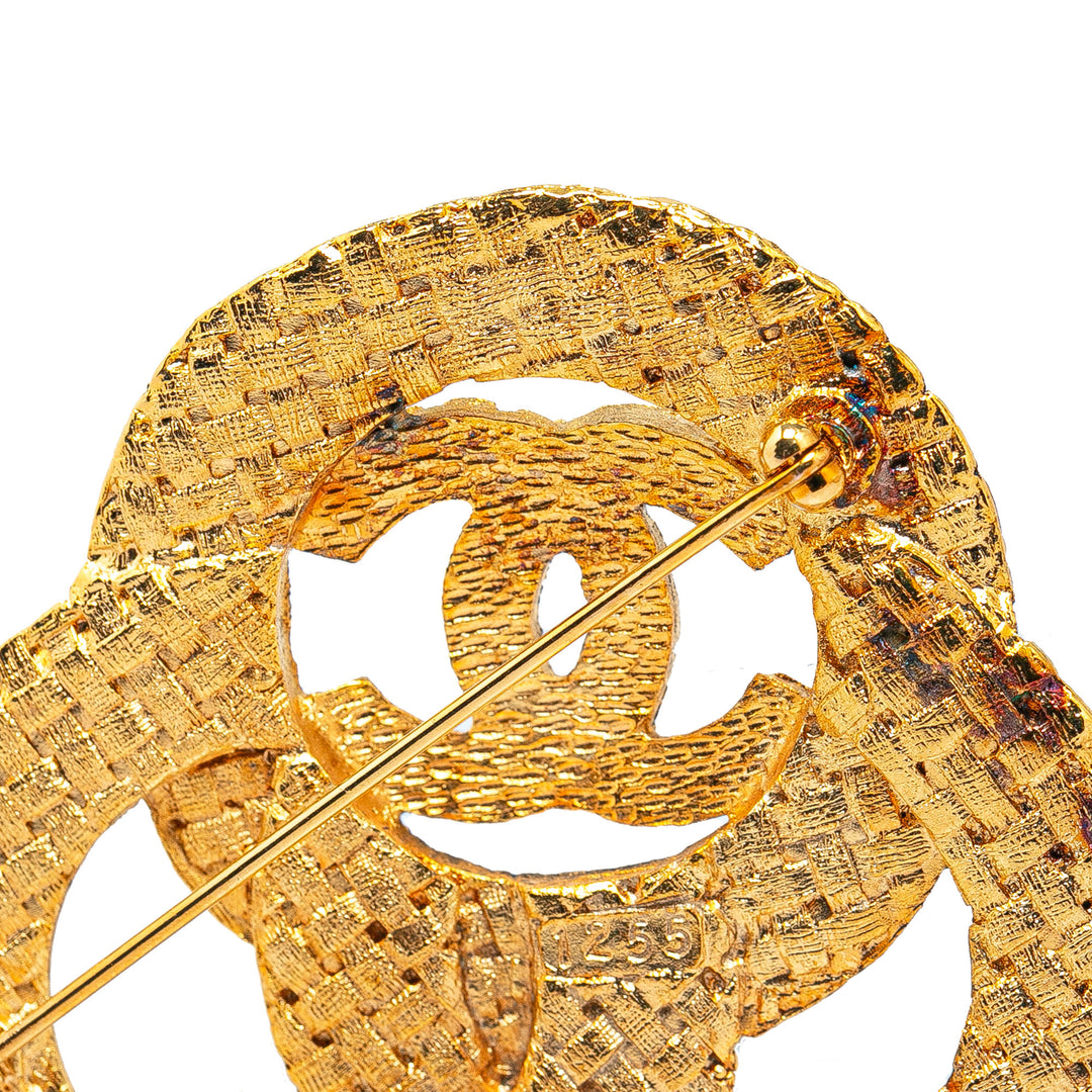 Gold Plated CC Triple Circle Brooch Gold - Gaby Paris