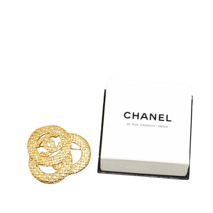 Gold Plated CC Triple Circle Brooch Gold - Gaby Paris