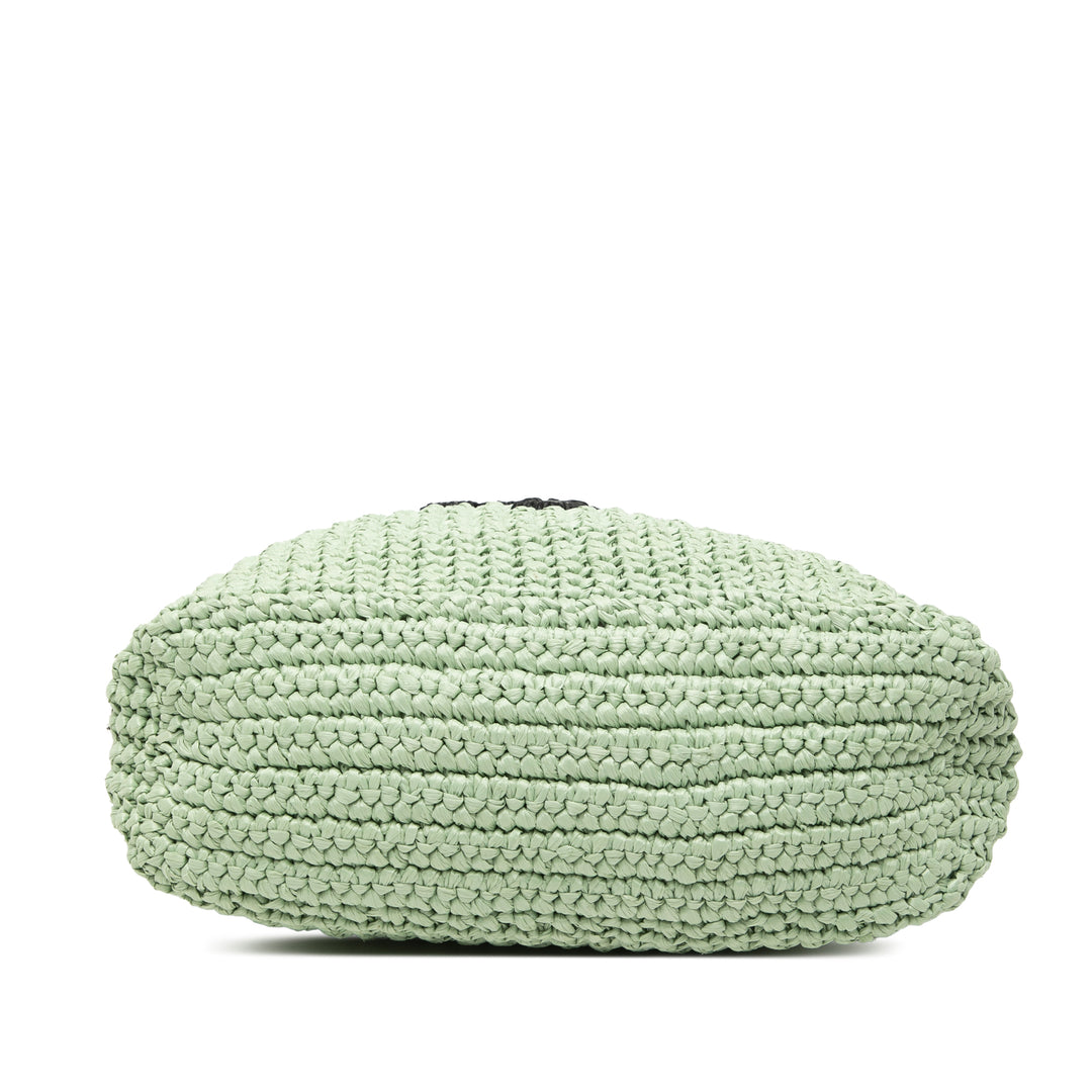 Prada Small Raffia Effect Crochet brodé Logo Cabas