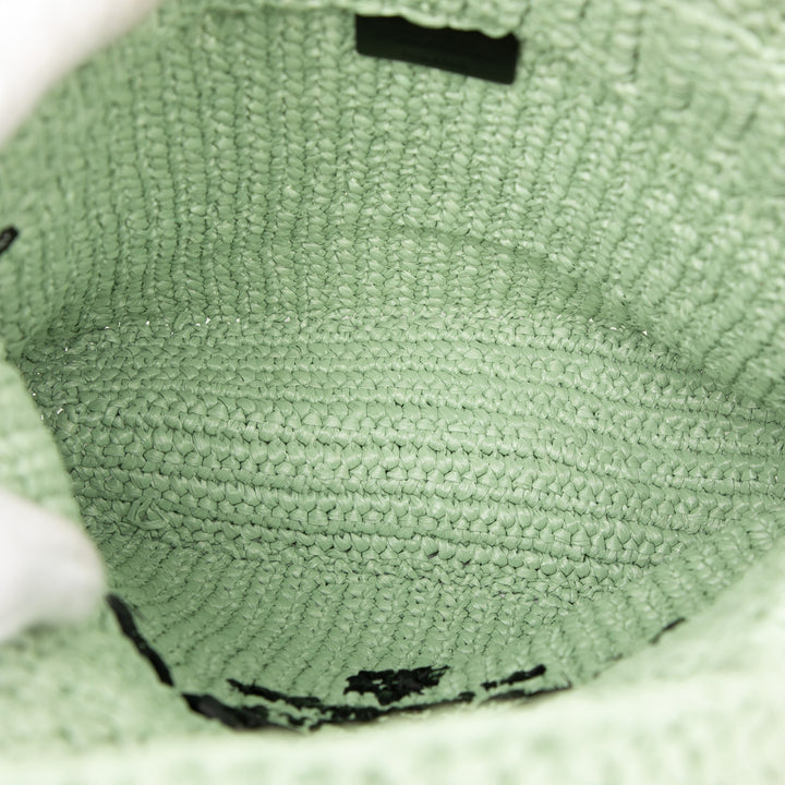 Prada Small Raffia Effect Crochet brodé Logo Cabas