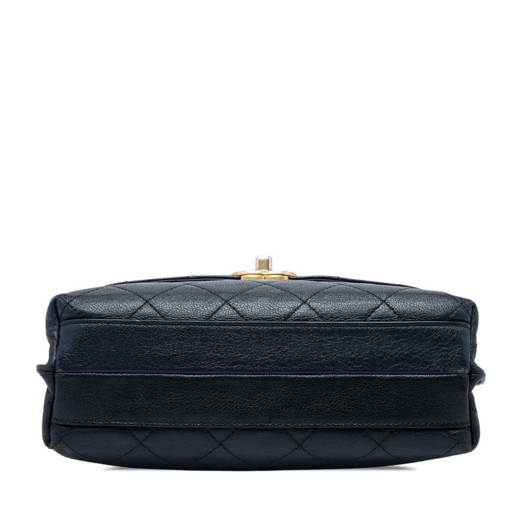 CC Bicolore Matelassé Double Sided à rabat Cuir de veau Noir
