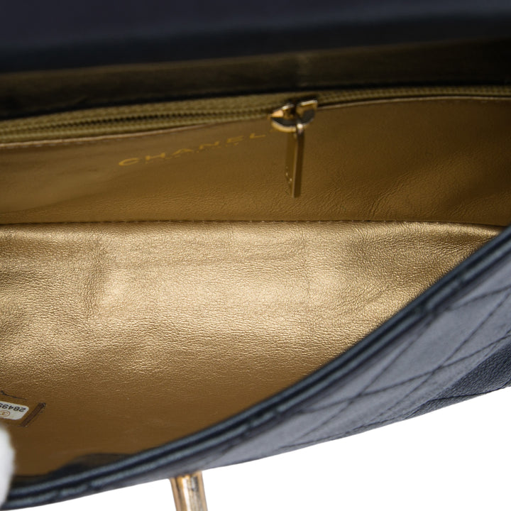 CC Bicolore Matelassé Double Sided à rabat Cuir de veau Noir