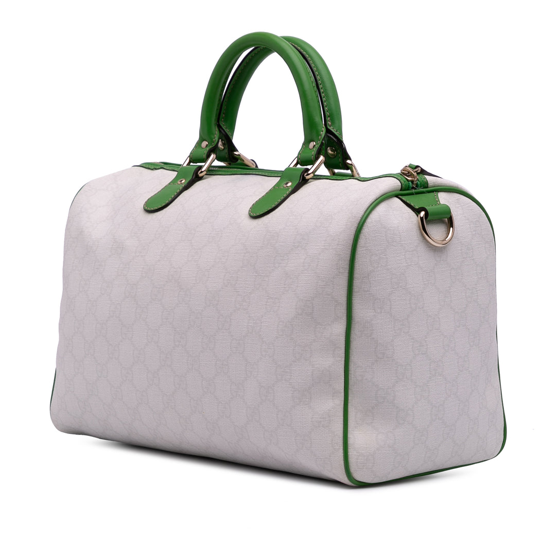 Medium GG Supreme Brazilian Flag Joy Boston Bag White - Gaby Paris
