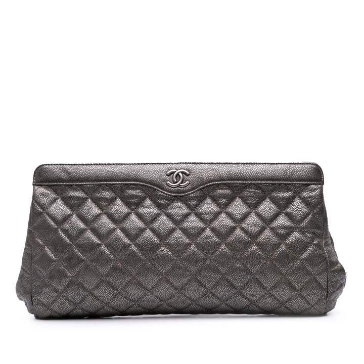 Chanel CC Matelassé Metallic Caviar Pochette