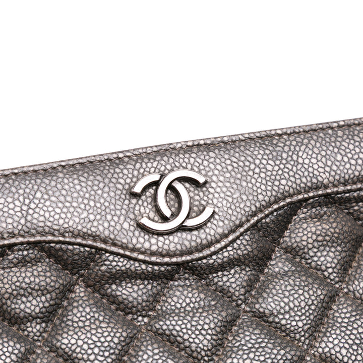 Chanel CC Matelassé Metallic Caviar Pochette