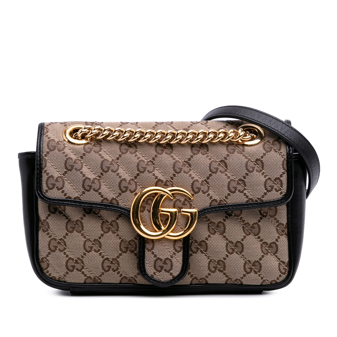 Mini GG Marmont Matelasse Canvas Flap Crossbody Brown - Gaby Paris