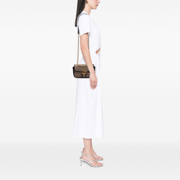 Mini GG Marmont Matelasse Canvas Flap Crossbody Brown - Gaby Paris