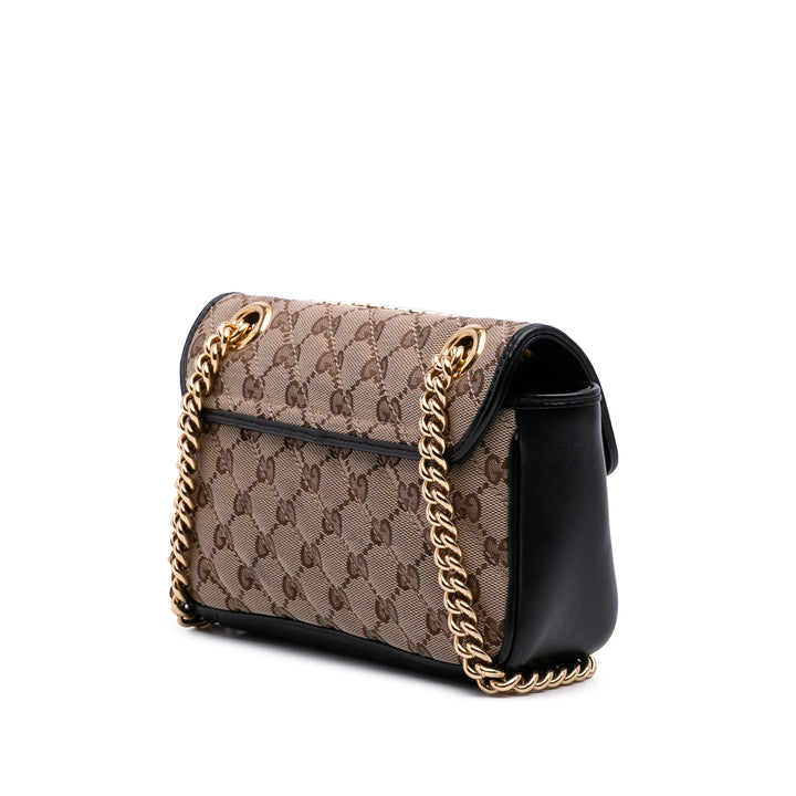 Mini GG Marmont Matelasse Canvas Flap Crossbody Brown - Gaby Paris
