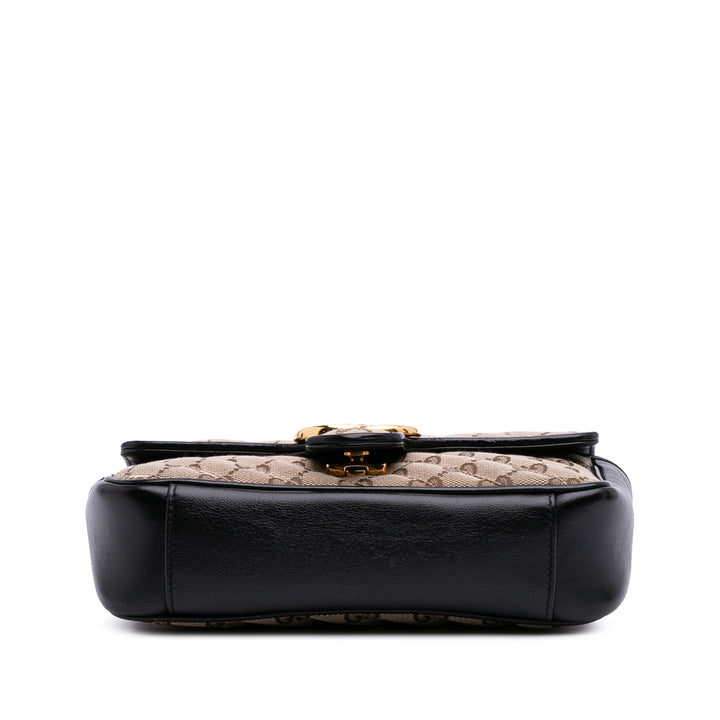 Mini GG Marmont Matelasse Canvas Flap Crossbody Brown - Gaby Paris