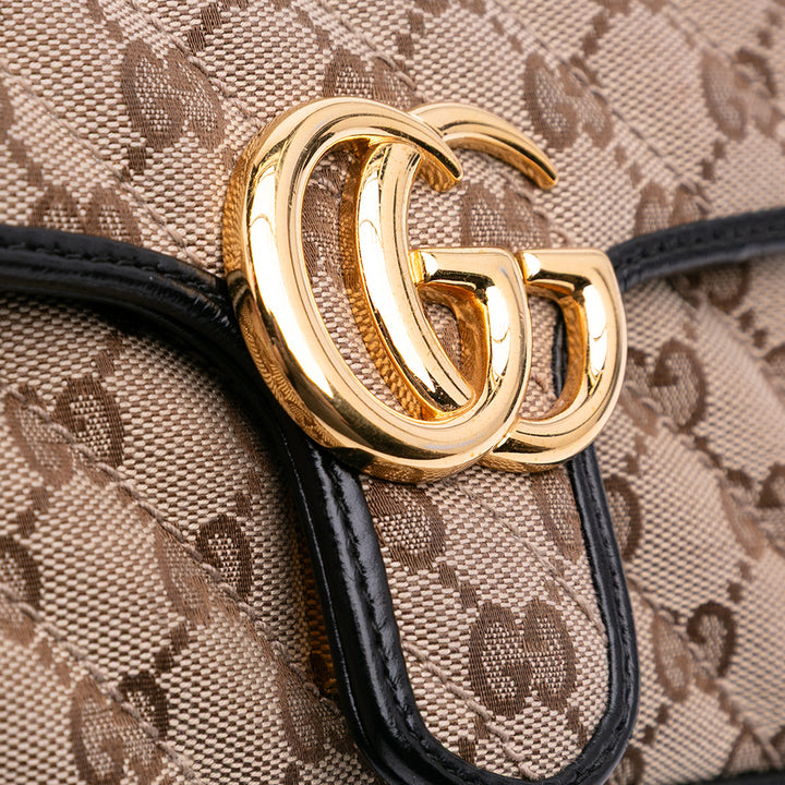 Mini GG Marmont Matelasse Canvas Flap Crossbody Brown - Gaby Paris