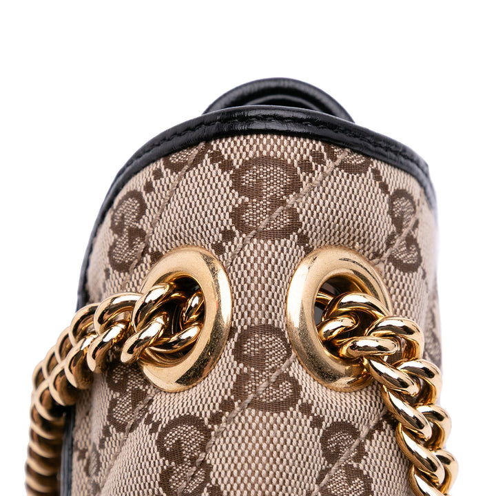 Mini GG Marmont Matelasse Canvas Flap Crossbody Brown - Gaby Paris