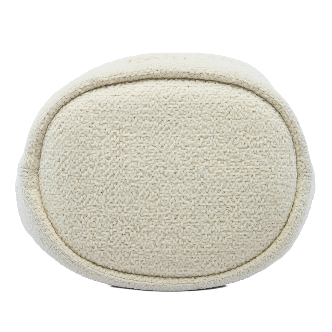 Chanel Deauville Sac à cordon seau Petit Tweed Blanc – vue 3 – GABY PARIS